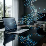 コンピュータの基礎である2進数を象徴するバイナリコードの高品質なイメージ写真